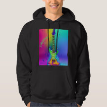 Custom Neon Guitar, Psychedelic Boho Vintag Hoodi