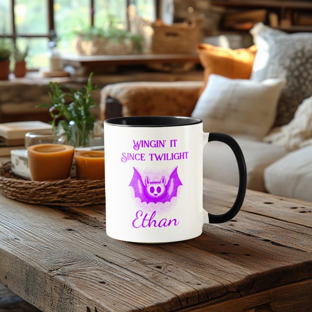 Custom Neon Halloween Tasse - Lila Bat Design (Von Creator hochgeladen)