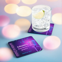 Custom Neon Karaoke Night Bachelor Party Rechteckiger Pappuntersetzer