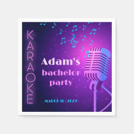 Custom Neon Karaoke Night Bachelor Party Serviette