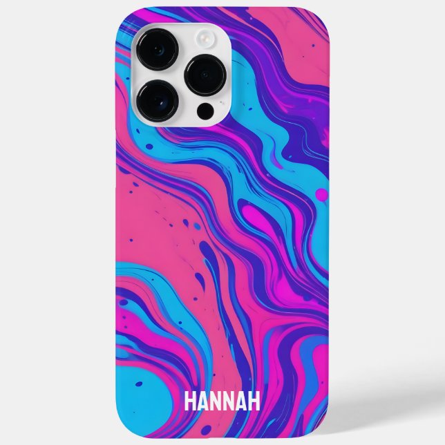 Custom Neon Liquid Paint Flow Magenta Orange Cyan Case-Mate iPhone Hülle (Rückseite)