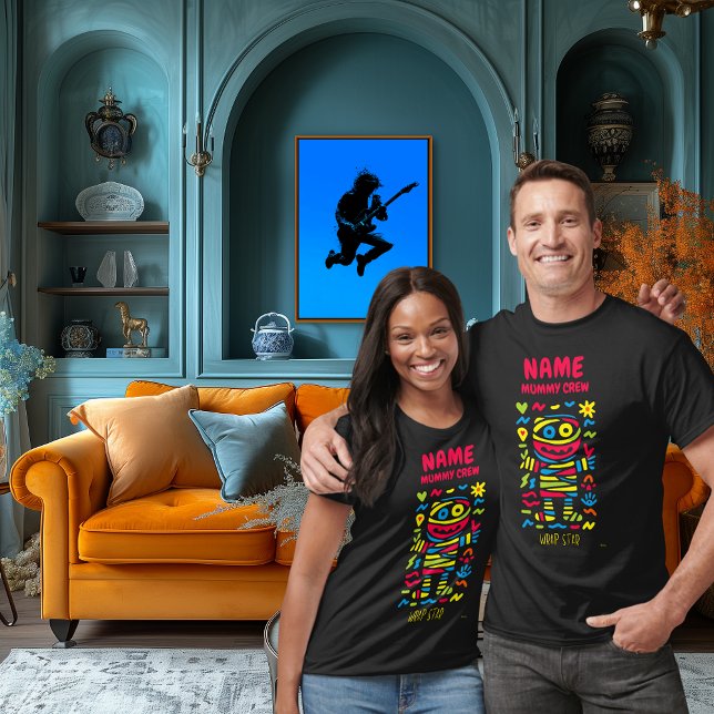 Custom Neon Mummy Pop Art | Wrap Star Halloween T-Shirt (Von Creator hochgeladen)