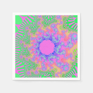 Custom Neon Rainbow Sunburst Paper Napkins Serviette