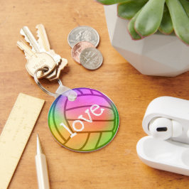 Custom Neon Rainbow Volleyball Schlüsselanhänger