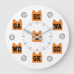 Custom Netball Team Colour Große Wanduhr