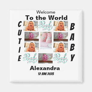 Custom New Baby 11 Foto Collage Magnet