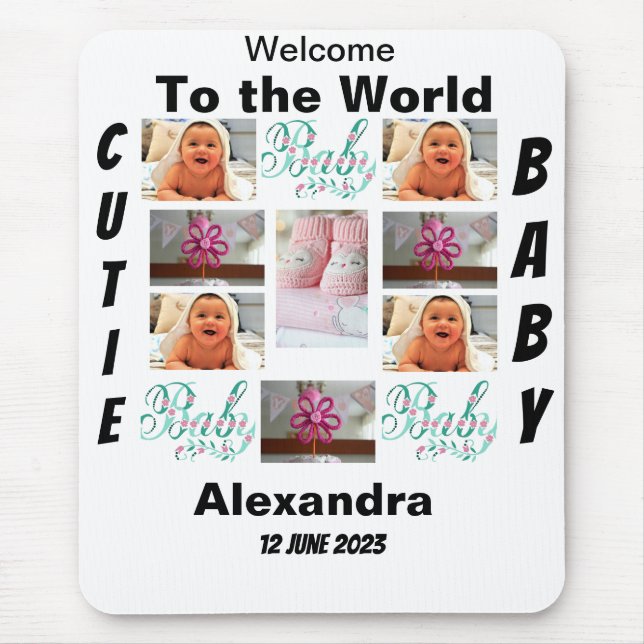 Custom New Baby 11 Foto Collage Mousepad (Vorne)