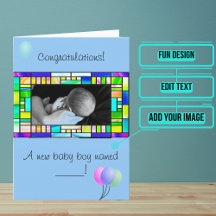 Custom New Baby Boy Gratulations Card