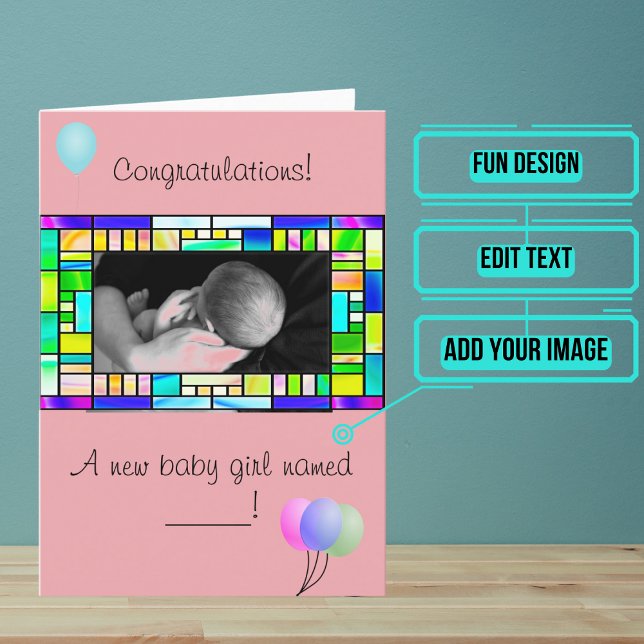Custom New Baby Girl Gratulations Card Karte (This lovely card is for someone who just had a new baby.)