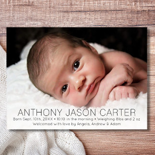 Custom New Baby Newborn Boy Birth Stats   FOTO Ankündigung