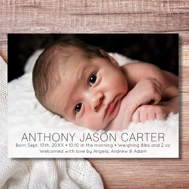 Custom New Baby Newborn Boy Birth Stats | FOTO Ankündigung (Von Creator hochgeladen)