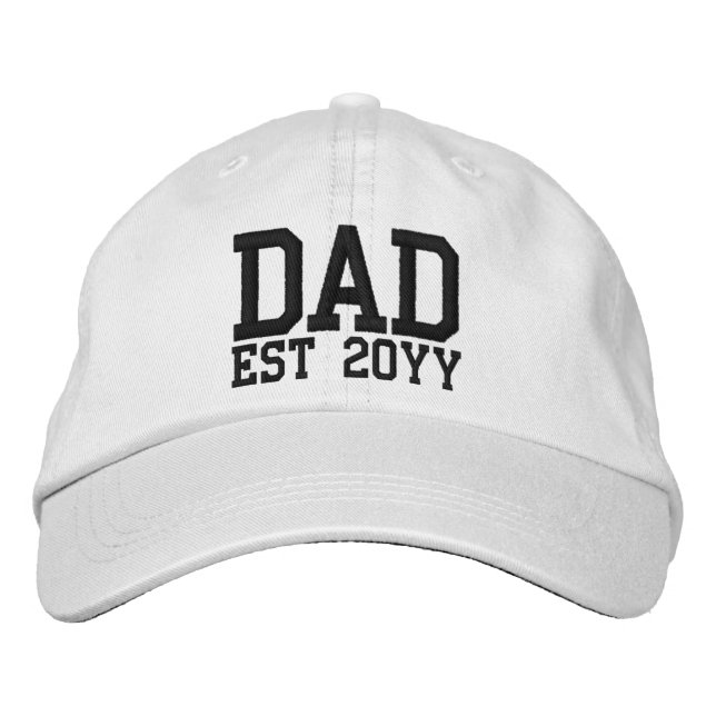 Custom New Dad etablierte Vater Est Year Daddy Bestickte Baseballkappe (Vorderseite)