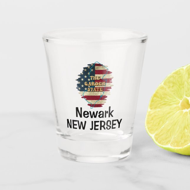 Custom New Jersey Staat Shot Glass Schnapsglas (Vorderseite)