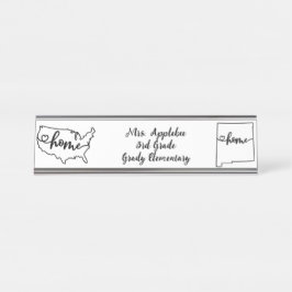 Custom New Mexico Staaten US Zuhause Line Art Schreibtischnamensplakette