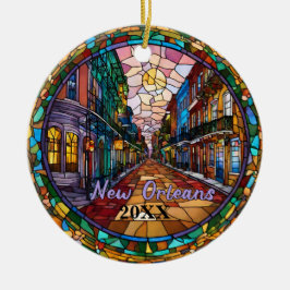 Custom New Orleans Bourbon Street datiert Keramik Ornament