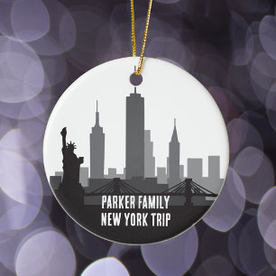 Custom New York Trip Skyline Family Foto Keramik Ornament