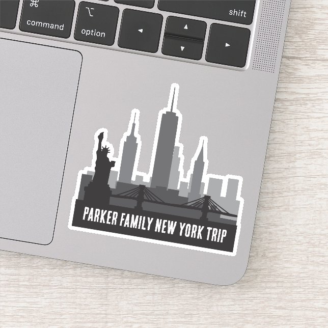 Custom New York Trip Skyline Laptop Aufkleber (Detail)