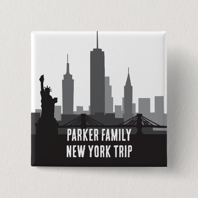 Custom New York Trip Skyline Statue of Liberty Button (Vorderseite)