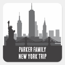 Custom New York Trip Skyline Statue of Liberty Quadratischer Aufkleber
