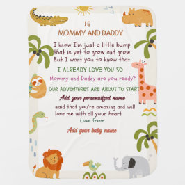 Custom Newborn Blanket with Animal Theme & Message Babydecke