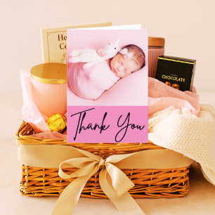 Custom Newborn Foto Midfrau Pink Dankesgeschenk Dankeskarte