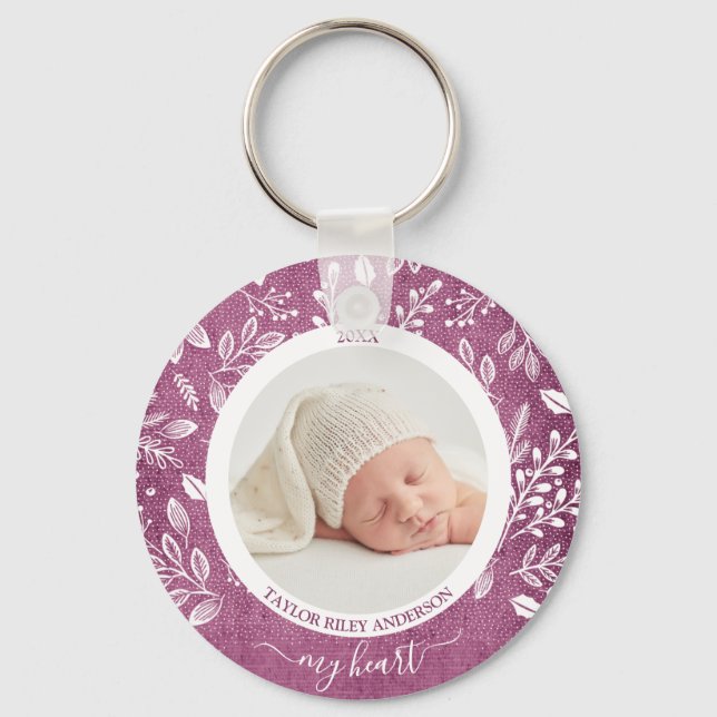 Custom Newborn Foto Schlüsselanhänger (Vorderseite)