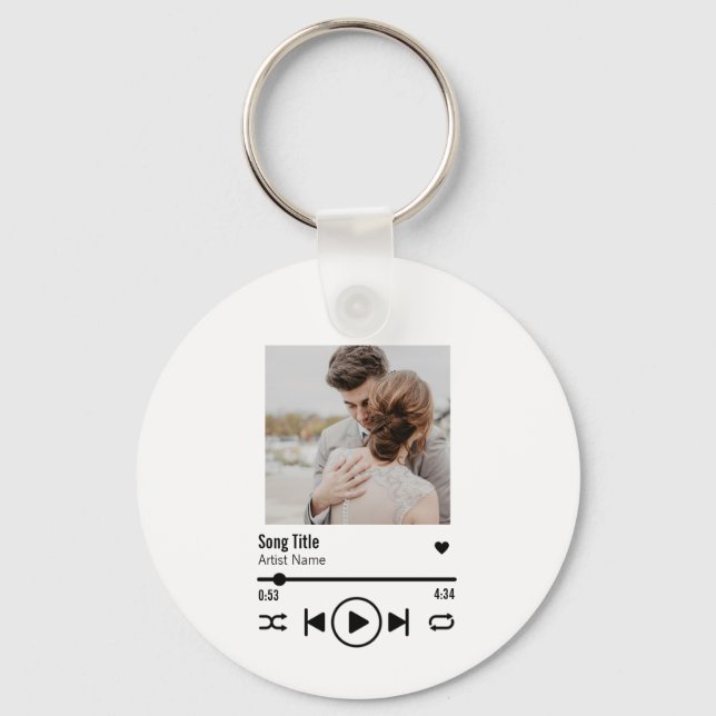 Custom Newlyed Foto Song Playlist  Schlüsselanhänger (Vorderseite)