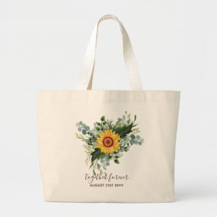 Custom Newlywings Rustic Sunflowers Eucalyptus Lea Jumbo Stoffbeutel