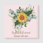 Custom Newlywings Rustic Sunflowers Eucalyptus Lea Magnet<br><div class="desc">Fügen Sie Ihren eigenen Text,  wie gewünscht,  um diese atemberaubende Aquarellbilder von Sonnenblumen,  Eukalyptus-Blätter und Grünpflanzen zu personalisieren. Ideal für Hochzeitsgeschenke,  Brautparty,  Brautjungfrau,  Trauzeugin,  Blume,  Braut oder Bräutigam. Bearbeiten Sie den Text in Anzug.</div>