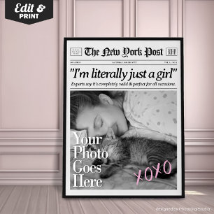 Custom Newspaper Print Girls Dorm Trendy Wall Art Poster
