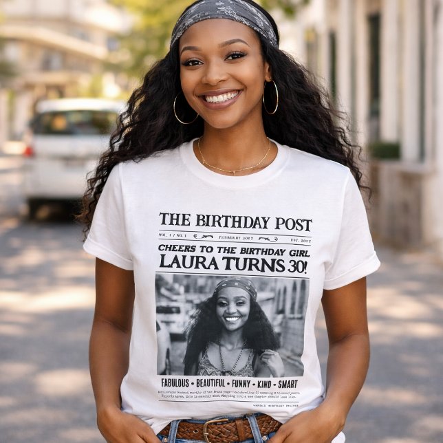 Custom Newspaper Shirt, Fun Personalized Birthday T-Shirt (Custom Newspaper Shirt, Fun Personalized Birthday T-Shirt)