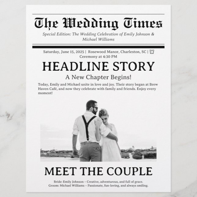 Custom Newspaper Wedding Program Flyer (Vorne)