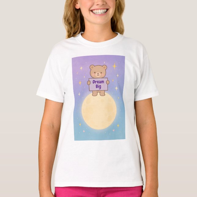 Custom Niedlich Bear Moon T - Shirt (Vorderseite)