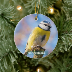 Custom Niedlich Blue Yellow Bird Foto Personalisie Keramik Ornament