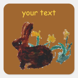 Custom Niedlich Bunny Rabbit Daffodil Quadratischer Aufkleber