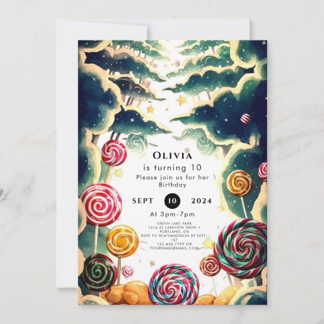 Custom Niedlich Candyland Birthday Einladung (Vorderseite)