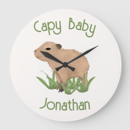 Custom Niedlich Capybara Pun Baby Boy Kinderzimmer Große Wanduhr