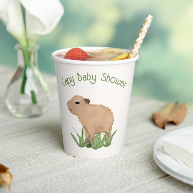 Custom Niedlich Capybara Pun Capy Baby Dusche Pappbecher (In Situ)