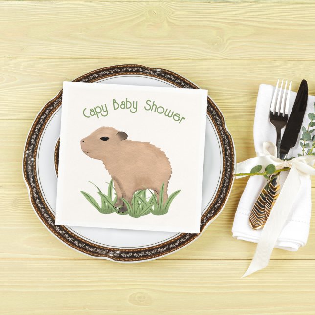 Custom Niedlich Capybara Pun Capy Baby Dusche Serviette (Von Creator hochgeladen)