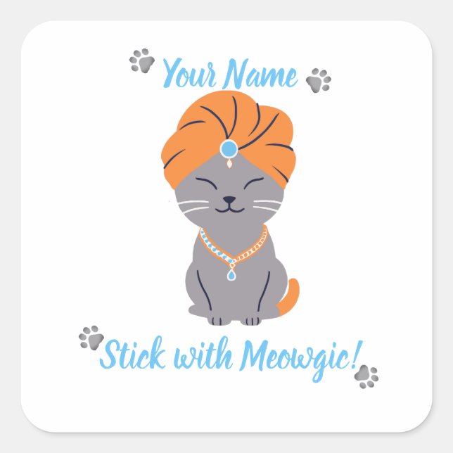 Custom Niedlich Cat Sticker - Mit Meowgic festhalt (Vorderseite)