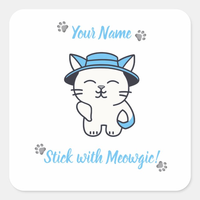 Custom Niedlich Cat Sticker - Mit Meowgic festhalt (Vorderseite)