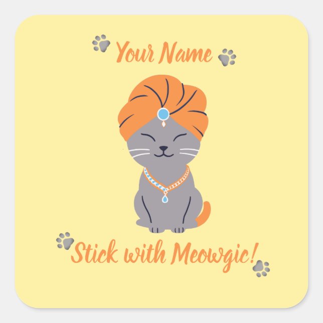 Custom Niedlich Cat Sticker - Mit Meowgic festhalt (Vorderseite)