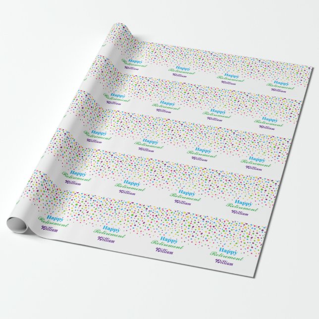 Custom Niedlich Colorful Confetti Happy Retirement Geschenkpapier (Ungerollt)