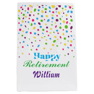 Custom Niedlich Colorful Confetti Happy Retirement Mittlere Geschenktüte