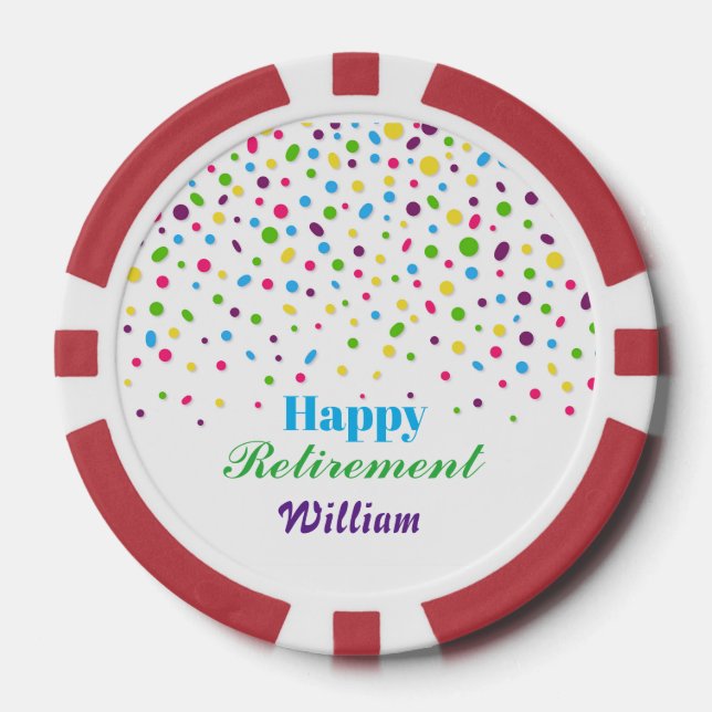 Custom Niedlich Colorful Confetti Happy Retirement Pokerchips (Vorderseite)