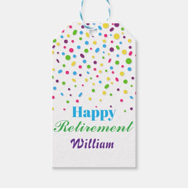 Custom Niedlich Colorful Konfetti glückliche Rente Geschenkanhänger (Vorderseite)