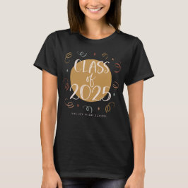 Custom Niedlich Confetti Handwriting Class of 2025 T-Shirt