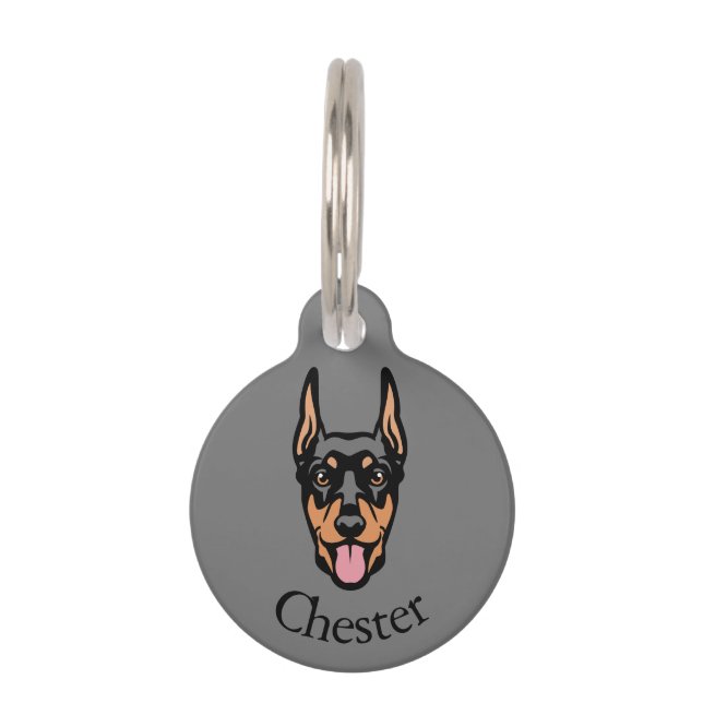 Custom Niedlich Doberman Dog Haustiermarke (Vorderseite)