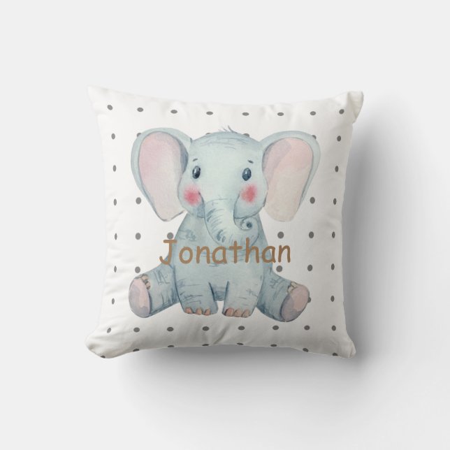 Custom niedlich Elefant Polka dots Kinderzimmer Ki Kissen (Vorderseite)