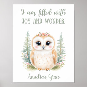 Custom Niedlich Elegange Owl Woodland Animal Kinde Poster